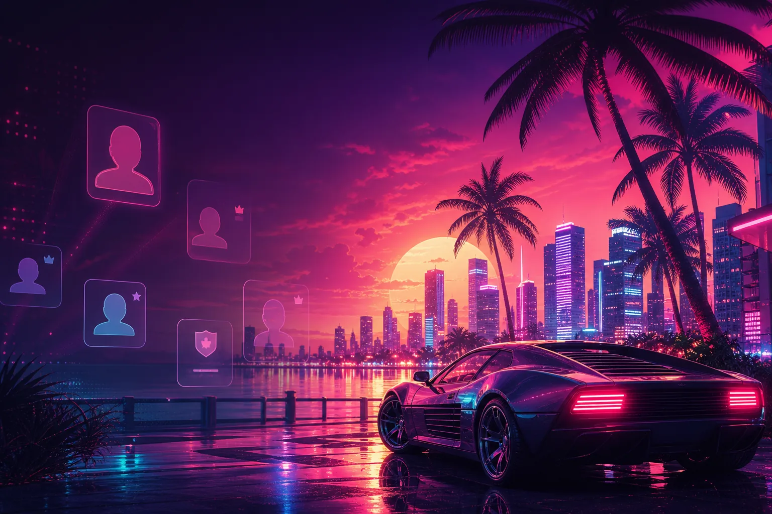 Неоновый город и спорткар gta6-hub.ru