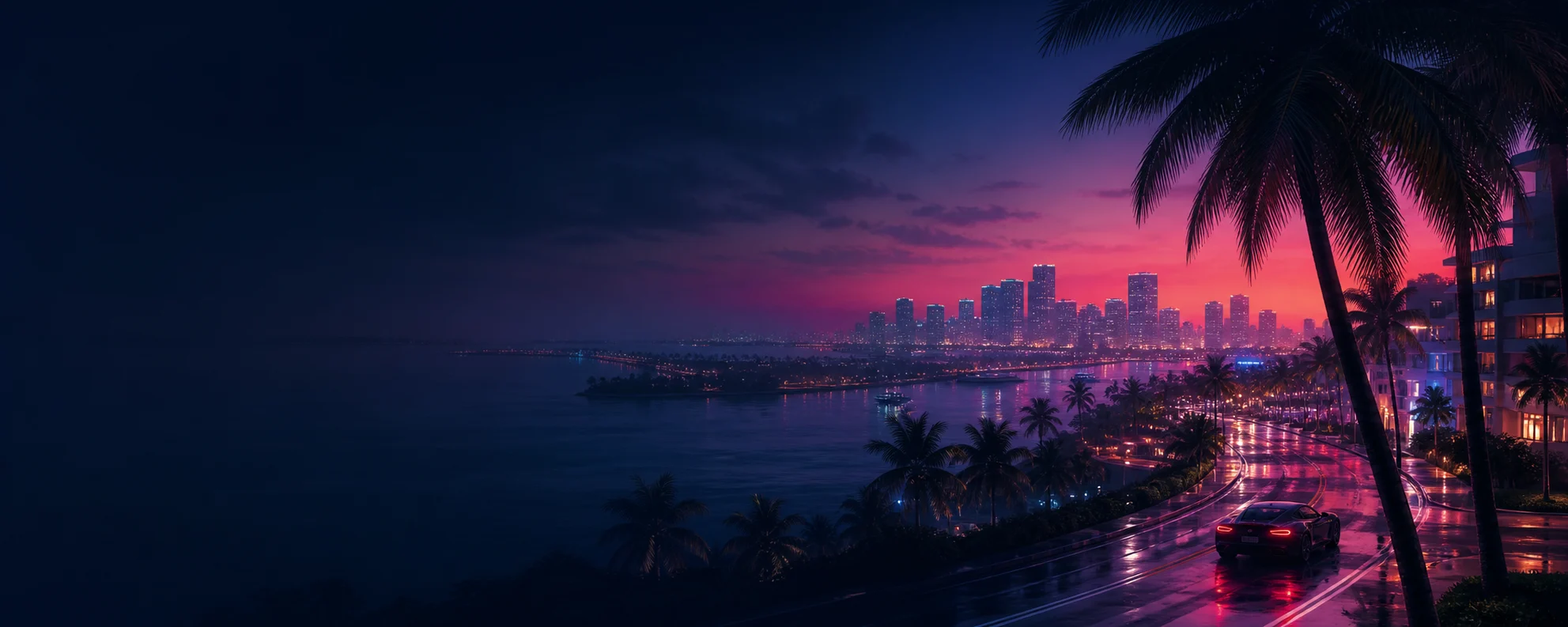 Ночной прибрежный город — визуальная тема gta6-hub.ru